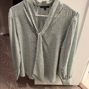 Adrianna Papell Sage Leaf Print Blouse